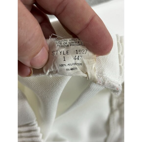 Vintage Nikki Pants White Polyester Knit Elastic Waist Wide Leg Size 9/10 - Picture 5 of 9